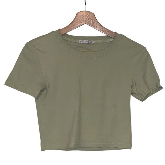 Zara Tops Zaramint Green Short Sleeve Crew Neck Tshirt Size Small